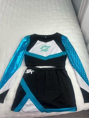Black & Teal Two-Piece Cheer Uniform with Logo